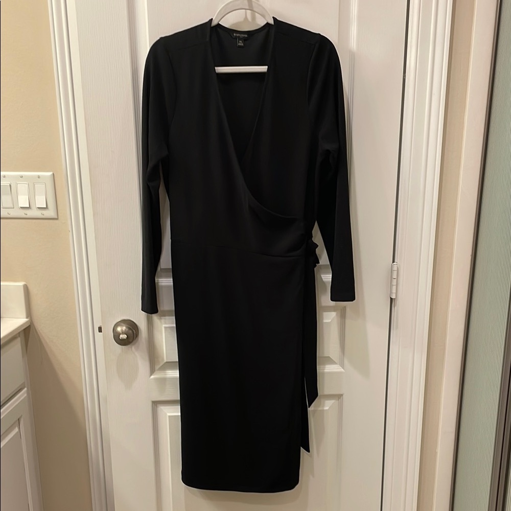 Black Long Sleeve Wrap Dress